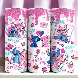 Super Cute Valentine  Stitch  Skinny Tumbler 20oz ( 1 Piece )